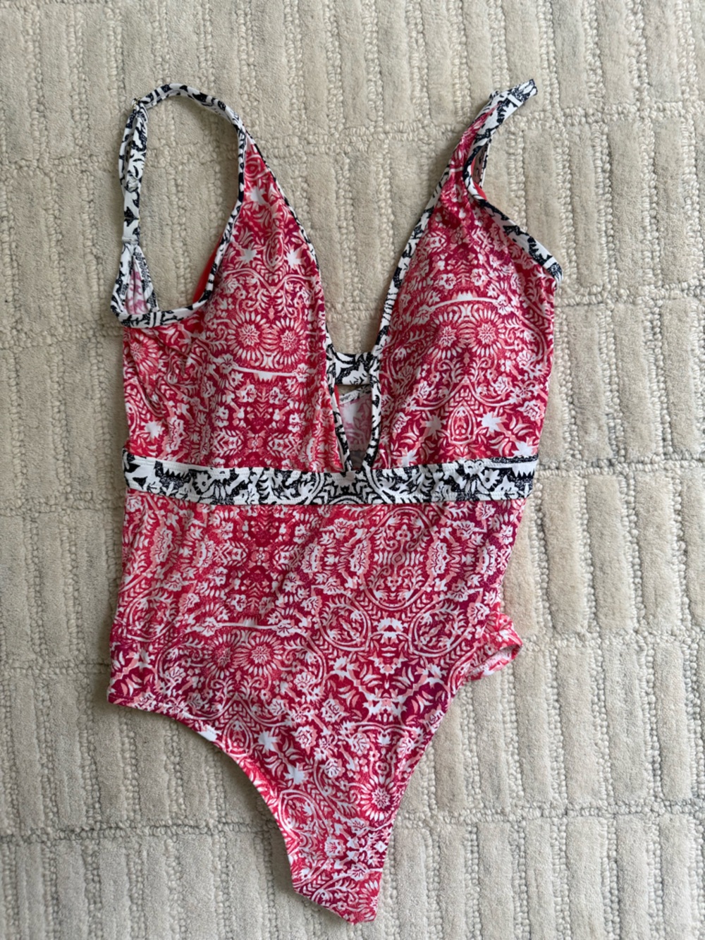 Tommy Bahama Red and White Patterned One-Piece Swimsuit